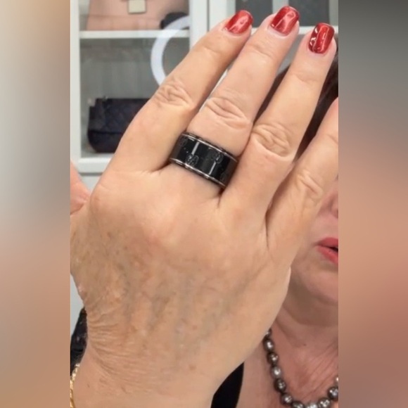 Gucci Other - Gucci Icon 18k White Gold and Black GG Band Ring